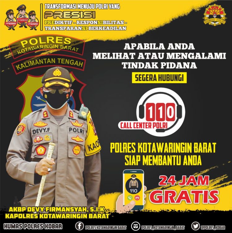 Polres Kobar Sosialisasikan Layanan Call Center Polri 110