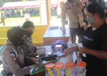 Gerai Vaksin Covid-19 Sambut HUT Ke-76 Brimob ‘Diserbu’ Warga Poso Pesisir Selatan
