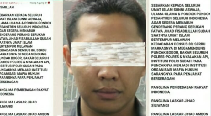 Penyebar Seruan Jihad Lawan Densus 88 dan Bakar Polres, Pelakunya Ternyata Seorang…