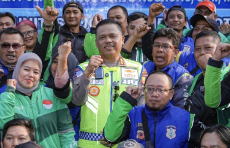 Kakorlantas Ajak Pengemudi Ojol Jadi Pelopor Keselamatan Lalu Lintas di Bogor